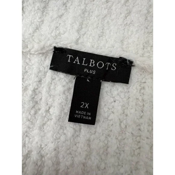 Talbots Size 2X White & Blue Striped 1/4 Zip Mock T Pullover Sweater - Picture 7 of 12